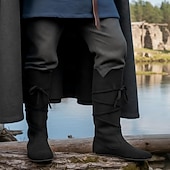 abordables Calzado-Retro Antiguo Medieval Renacimiento Zapatos Botas Caballero Vikingo Cruzado Disfraz Hombre Vikingo Pirata Víspera de Todos los Santos Carnaval Mascarada Rendimiento LARP Feria Ren Adulto Zapatos