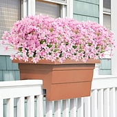 billige Kunstig blomst-6 bunter utendørs kunstige påskeliljeblomster/heldig påskelilje imiterte plastbusker falske planter til dekorasjon/hager, vinduskarmer, verandaer, gårdsplasser, borddekorasjoner