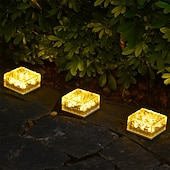 お買い得  経路ライト＆ランタン-大型屋外ソーラー防水ガラスアイスブリックパスライト6個セット、庭、庭、芝生、通路、別荘、農場、パティオ、階段用装飾LEDランプ – 夏の雰囲気のある景観照明