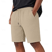 cheap Casual Shorts-Men's Shorts Casual Shorts Jacquard Pocket Plain Textured Comfort Breathable Above Knee Casual Outdoor Beach Vacation Fashion Navy Blue Light Grey Micro-elastic