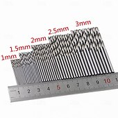 お買い得  ドリルビットセット-天然色の小型揚げパン用ドリルビット50個セット、1mm～3mmの白いストレートシャンク、クラフトやDIYプロジェクトに最適、精密作業用の耐久性のある高品質ツール