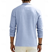 cheap Men's Classic Polo-Men's Linen Shirt Polo Shirts Casual Street Lapel Long Sleeve Basic Modern Plain Buttons Spring Fall Regular Fit Black White Navy Blue Khaki Dark Grey Army Green Linen Shirt
