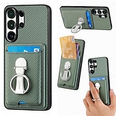abordables 2026 Samsung Galaxy S26 Série-téléphone Coque Pour Samsung Galaxy S26 S26 Plus S26 Ultra Coque Arrière avec Support Support Anneau Emplacement Carte Rétro TPU Fibre faux cuir