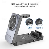 economico Caricabatterie wireless-caricabatterie wireless per iPhone 17 16 15 14 13 12 11 x 8, stazione di ricarica 5 in 1 per Apple Watch 10/9/8/7/6/5/4/3/2/SE/Ultra/Ultra