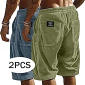 preiswerte Lässige Shorts-Herren Shorts Freizeitshorts Cordshorts Tasche Elastischer Bund Einfach Komfort Atmungsaktiv Über dem Knie Lässig Outdoor Strand Urlaub Mode Schwarz + Khaki Armeegrün+Grau Mikroelastisch