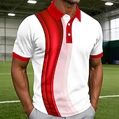  בגדי ריקוד גברים גאומטרי קו חולצות פולו שרוולים קצרים חולצות פולו חולצות עם צווארון יום יומי בגדי ספורט ומנוחה כפתורים קיץ אביב פול אודם סגול