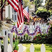 billiga U.S. 250-årsjubileum-4/6 st patriotisk glittergirlang amerikansk flagga folie fransbanderoll 2m/6,6ft röd vit blå girlang för 4 juli självständighetsdagen minnesdagen arbetsdagen festdekorationer väggbonad heminredning