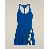 cheap Women's Tennis Dress-Women's Solid Colored Tennis Dress with Shorts Sports Dress Sport Dress Sleeveless Zip Up Pocket Racerback Elastic Sweat-Wicking Breathable Tennis Running Fitness Scoop Neck Dress Black White Blue