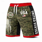 Χαμηλού Κόστους Πατριωτικά 250 Σορτς-Ανδρικά 4η Ιουλίου 250ή επέτειος των ΗΠΑ Αμερικάνικη σημαία Σορτς ιδρώτα Σορτς παραλίας Σορτς Terry Μεσαία Μέση Πατριωτικό Αργίες 3D εκτύπωση Ελαστική μέση με κορδόνι Σχεδιαστής Ρούχα