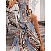 economico Vestiti-Stile Boho Retrò Vintage Boho Lunghezza lunga Vestito Senza maniche Stile Boho Scollo a V Costume Per donna Mascherata Festival Musicale Festa a tema retrò Adulti Vestito Estate