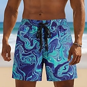 economico Stampa Geometrica-Per uomo Geometrico Marmo Arte liquida astratta Costumi da bagno Pantaloncini da mare Pantaloncini da Surf Misura del girovita medio Moda Casual Vacanza al Mare Tasche Laterali fodera in rete
