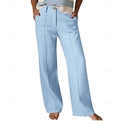 economico Pantaloni di Lusso-Per donna Pantaloni Pantaloni Estivi Pantaloncini casual Vacanza Moda Casual Quotidiano Lunghezza intera Vita Alta Tinta unica Semplice Cerniera Tasca Gamba Dritta Comodità Morbido Traspirante