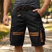 levne Dovolená-Pánské Náprsníkové kalhoty Šortky s kapsami Kraťasy Neformální šortky Kapsy Elastický pas Bez vzoru Jednobarevné Krátký Ležérní Venkovní Streetwear Módní Šik ven Černá Khaki Neelastické