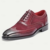 baratos Sapatos Sociais Clássicos-Sapatos brogue masculinos em couro legítimo – couro bovino premium, design wingtip, estilo elegante e clássico, sapatos sociais confortáveis para homens, ideais para casamentos, festas, escritório e eventos formais.