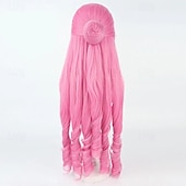billige Anime parykker-Ocean Adventurer Lang Rosa Twin Tail Parykk med Pannelugg til Cosplay-fest