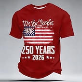  4th of July 2026 250th Memorial Day Men's 3D Print US Flag Crew Neck Short Sleeve T-Shirt Daily Street