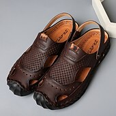 economico Sandali casual-sandali estivi traforati in similpelle da uomo – cinturino regolabile, comfort traspirante leggero, calzature casual versatili per spiaggia, viaggi, resort e tempo libero all'aria aperta