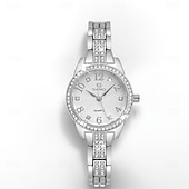 abordables Relojes de Cuarzo-Regalo del Día de la Madre Reloj de Cuarzo para Mujeres Reloj de Aleación con Decoración de Rhinestones