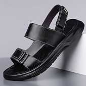 abordables Sandales décontractées-Sandales d'été pour hommes en similicuir – brides réglables, conception légère et respirante, confort décontracté, parfaites pour les loisirs en plein air, le quotidien et les sorties en station balnéaire.