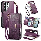 cheap 2026 Samsung Galaxy S26 Series-Phone Case For Samsung Galaxy S26 S26 Plus S26 Ultra Wallet Case Flip Cover with Stand Holder Zipper with Wrist Strap Tree Retro TPU PU Leather