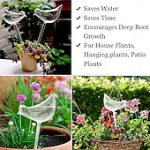 baratos Água &amp; Rega-Conjunto de 6 regadores automáticos em formato de pássaro, ideais para regar flores em casa. Design com saída estreita, dispositivo de rega automática, aplicável a plantas em vasos, jardins e