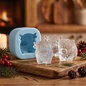 abordables Accessoires pour glaçons-Moule à glaçons mini vache des Highlands, bac à glaçons 3D mignon en silicone pour whisky et cocktails &amp;machine à glaçons réutilisable en forme d'animal pour boissons, accessoires de bar, café glacé