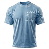 preiswerte Camisetas tropicales de vacaciones-Herren Hawaii Kokospalme T Shirt Mineralwasch-Tee Kurzarm T-Shirt Säurewäsche Rundhalsausschnitt Hemd Urlaub Vintage-Retro Lässig Strand Reise Blau Purpur Grau Sommer Frühling Bekleidung M L XL 2XL