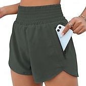 cheap Athletic Shorts-Women's Athletic Shorts Shorts Summer Shorts Beach Shorts Vacation Fashion Casual Daily Short High Waist Elastic Waistband Asymmetric Zipper Pocket Comfort Quick Dry Soft Micro-elastic Streetwear