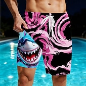  Herren Tiermotiv Geometrisch Hai Gefütterte Shorts 2 in 1 Badeshorts Badeanzüge Badeshorts Mittlere Taille Hawaiianisch Strandurlaub Seitentaschen Mit Kompressionsfutter Elastischer Kordelzug in der