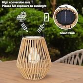 cheap Landscape Lights-Solar Lanterns Outdoor Waterproof, Hanging Rattan Wicker Lights, Decorative Boho Lights for Garden, Yard, Patio, Porch, Pathway Decor,1 Pack