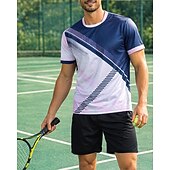 voordelige Herenhemd-Voor heren Kleurenblok Sportset Overhemden en shorts Tennisset Korte mouw 2-stuks Sneldrogend Rekbaar Vochtregelerend Ademend Tennis Golfschoenen Augurkbal Strakke ronde hals Short / Broekje Kleding