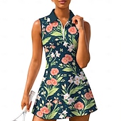 economico Abbigliamento Tennis da donna-Per donna Floreale Motivo Floreale Abito da tennis Abito sportivo Senza Maniche Floreale Traspirante Tennis Golf Badminton Colletto Polo Collo con zip Vestito Verde e nero Blu marino Blu