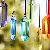 cheap Wall Sculptures-7pcs Crystal Sunlight Catchers Prism Indoor Window Hanging Decoration Rainbow Glass Prism Sunlight Catcher Decor for Home Garden
