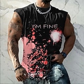 billiga Sarkasm Humor T-shirts-Herr-t-shirt med "jag mår bra", blodigt stänk, rolig mörk humor, ärmlös t-shirt med heltäckande tryck, skräckgrafik, muskeltröja, designerkläder, s m l xl xxl xxxl