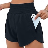 cheap Athletic Shorts-Women's Athletic Shorts Shorts Summer Shorts Beach Shorts Vacation Fashion Casual Daily Short High Waist Elastic Waistband Asymmetric Zipper Pocket Comfort Quick Dry Soft Micro-elastic Streetwear
