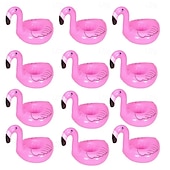 זול פעילות פנאי בחוץ-12 יחידות מחזיקי שתייה מתנפחים בצבע פלמינגו - תחתיות לכוסות צפות חמודות, אביזר למסיבת בריכה רב פעמי, מושלם למסיבות בריכה בקיץ, שומר על המשקאות מעל המים