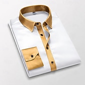 baratos Camisas de cetim masculinas-Homens Camisa Social Blusa de cetim Saia camisa de botão Camisa de formatura Côr Sólida Casamento Formal Preto Branco Vinho Azul Marinha Manga Longa Aberto para a Lateral Todas as Estações Roupa