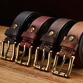 Χαμηλού Κόστους Ανδρικές ζώνες-Ανδρικά Ζώνη Αυτόματη πόρπη γνήσιο δέρμα Χαλκός Κομψό στυλ street Σύγχρονο Καθημερινό Χαλάρωση Συμπαγές Χρώμα Κόκκινο Κρασιού Μαύρο Καθημερινά Επιχείρηση Επίσημο Ζώνη μέσης