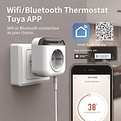 abordables appareils électroménagers-Thermostat intelligent programmable Wi-Fi, mini-régulateur de température à brancher (10 A), compatible avec les prises électriques, application de contrôle, commande vocale, minuterie et interrupteur