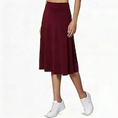 cheap Women's Skirts &amp; Skorts-Women's Solid Colored Casual Skirt Tennis Skirts Sport Skirt High Waist Quick Dry Breathable Tennis Golf Pickleball Skirt Dark Grey Black Wine Tennis Clothing