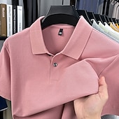 cheap Men's Classic Polo-Men's Polo Polo Shirts Casual Vacation Lapel Short Sleeve Fashion Modern Plain Buttons Plain Summer Spring Regular Fit Lake blue Black White Yellow Pink Red Polo