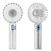 olcso Kézi ventilátorok-hordozható mini kézi ventilátor, átlátszó kialakítású kis ventilátor, állítható, USB-s újratölthető, 3 sebességes, nagy teljesítményű ventilátor stílusos gyerekeknek, lányoknak, nőknek, férfiaknak,
