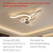 levne Stmívatelná stropní světla-Moderní stropní ventilátor s osvětlením, nízkoprofilové stropní ventilátory s dálkovým ovládáním a ovládáním pomocí aplikace, 6 rychlostí s reverzibilními lopatkami, plynule stmívatelný LED stropní