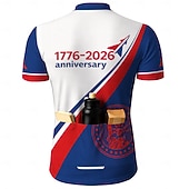 baratos Camisolas masculinas-250º Aniversário da América Dia da Independência Masculino Camisa para Ciclismo Jersey em declive American US Flag Manga Curta Moto Camisa / Roupas Para Esporte Camiseta com 3 bolsos traseiros