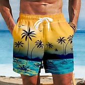 economico Piante e Fiori Tropicali-Per uomo Albero di Cocco Piante Tropicali Costumi da bagno Costumi da bagno Pantaloncini da bagno Pantaloncini da Surf Misura del girovita medio Hawaiano Vacanza al Mare Tasche Laterali fodera in