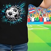levne 3D sporty a hry pro chlapce-100% bavlna Děti Chlapecké Černá Bílá Grafika Fotbal Fotbalová trička Tričko Blůzky Tričkový Krátký rukáv Venkovní Na den Módní Šik ven Designové Potisk Léto