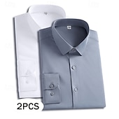 abordables chemises sans repassage pour hommes-Homme Chemise Chemise habillée Chemise sans repassage Chemise Boutonnée Couleur Unie Quotidien Affaires Orange + bleu Bleu marine + noir orange+rouge Bleu Marine + Rouge manche longue Col Rabattu