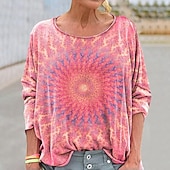 economico Tops Boho-Per donna Camicia Boho Blusa Patchwork Stampato Grafico Vintage Elegante Classico Manica Lunga Girocollo Top Regolari Quotidiano Ferie Uscire Rosa Vino Blu marino Cachi Rosa Primavera Autunno