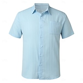 abordables camisa con botones para hombre-Hombre Camisa Camisa de verano Camisa casual Camisa de playa Abotonar la camisa Camisa Jacquard Blanco Manga Corta Plano Líneas / Olas Diseño Casual Ropa de calle Ropa Poliéster Moda Casual Cómodo