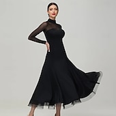 Χαμηλού Κόστους Ανταγωνιστικά Ρούχα-Επίσημος Χορός Φόρεμα Πλισέ Καθαρό Χρώμα Κόψιμο Γυναικεία Πάρτι Εκπαίδευση Επίδοση Μακρυμάνικο Ψηλό Σπαντέξ Πολυεστέρας